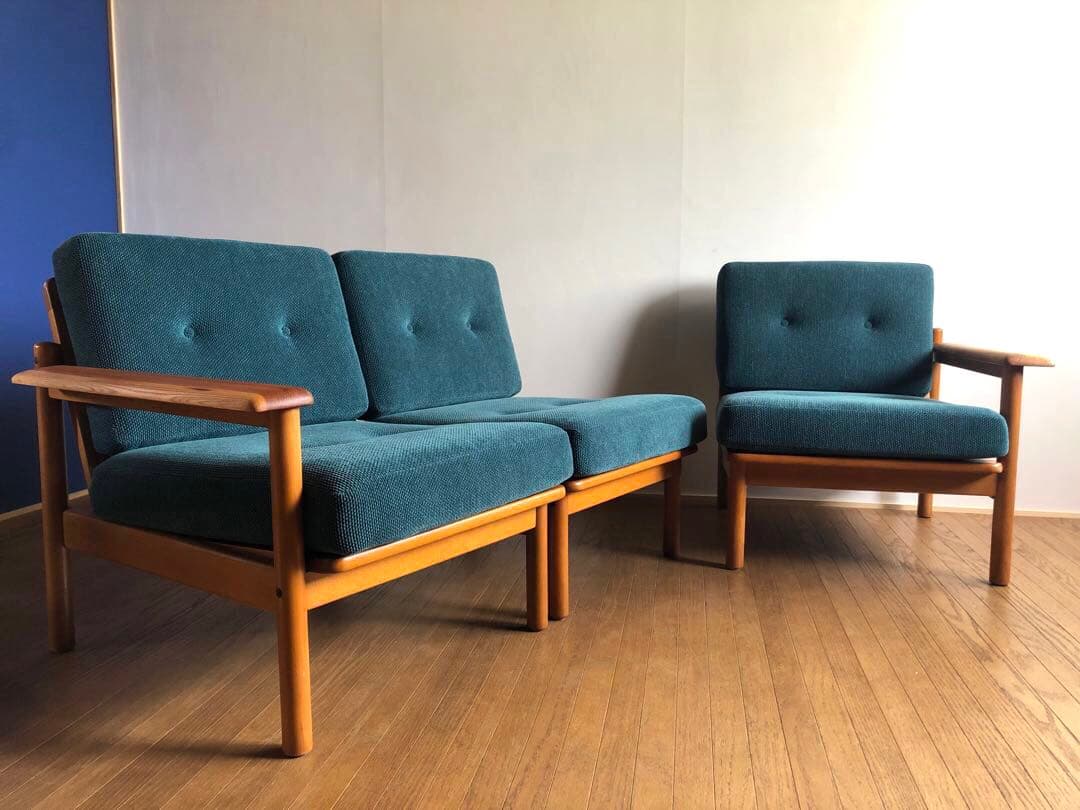 ヴィンテージ コスガ 3人掛け セパレート リビングソファ 北欧インテリア 欅材