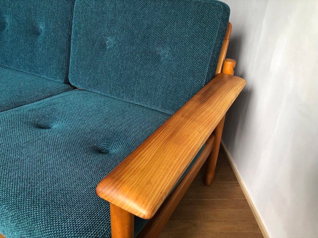 ヴィンテージ コスガ 3人掛け セパレート リビングソファ 北欧インテリア 欅材