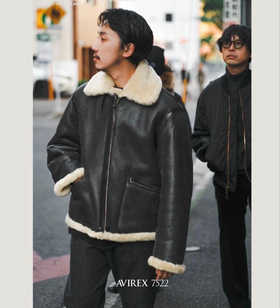 AVIREX7522 B-6 ムートンジャケット BLACK