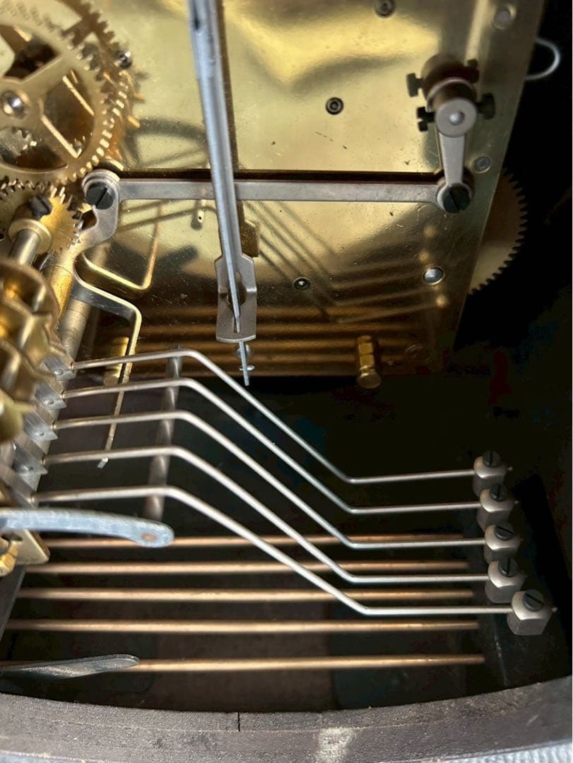 アンティーク ゼンマイ式 マントルクロック 置時計 チャイム付き 横67cm