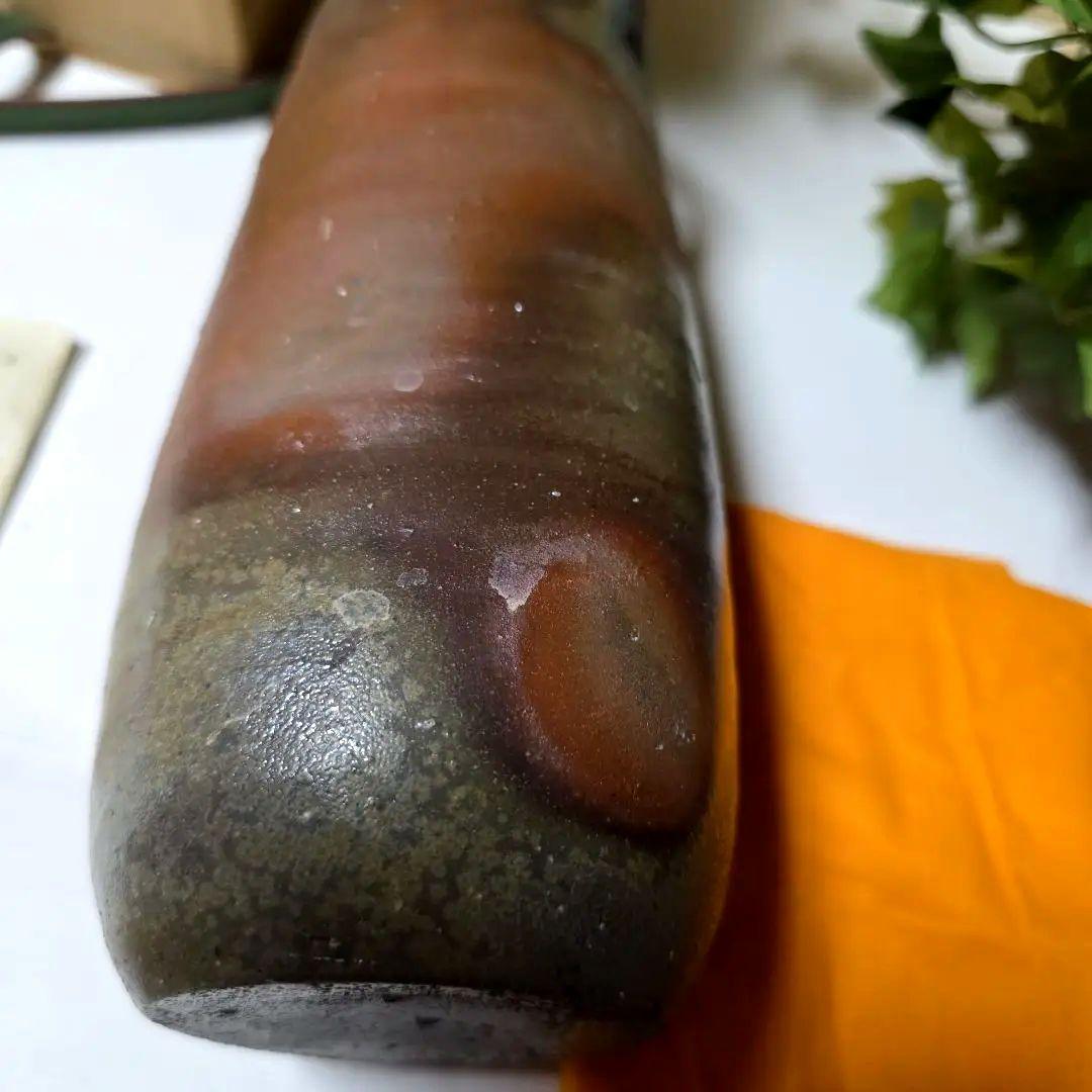 gumi* 備前焼 伊勢﨑紳 窯変花入と五郎辺衛 持ち手付花瓶 2点