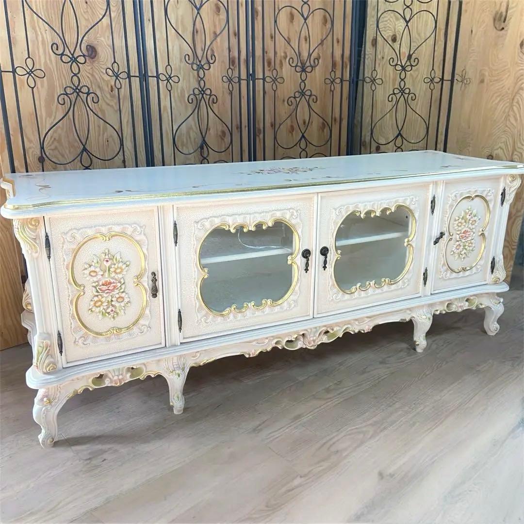 テレビボード　ロココ調　猫脚 プリンセス ヨーロピアン 姫系　花柄⑤