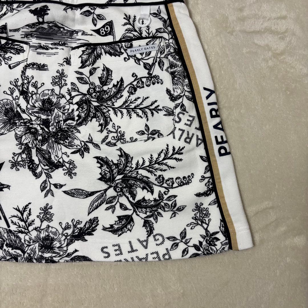 パーリーゲイツ　ボタニカル　白　総柄　パーカー　スカートセットアップ