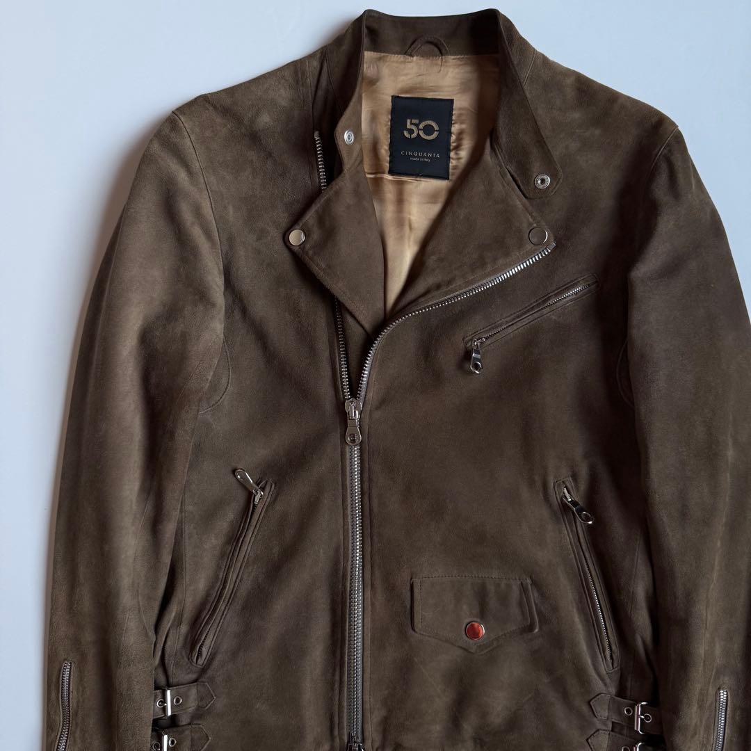 CINQUANTA チンクアンタ スエードゴートレザーライダースジャケット 44