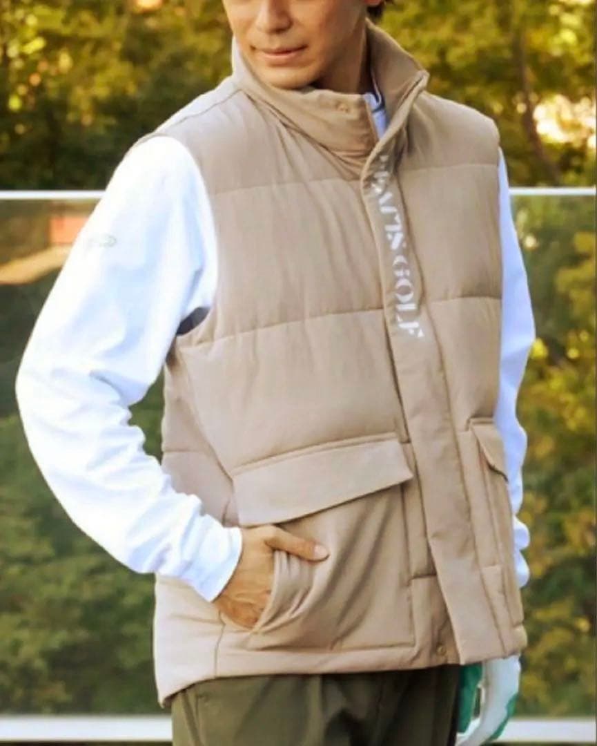 新品　 ビームスゴルフ　綿入りベスト　ベージュ