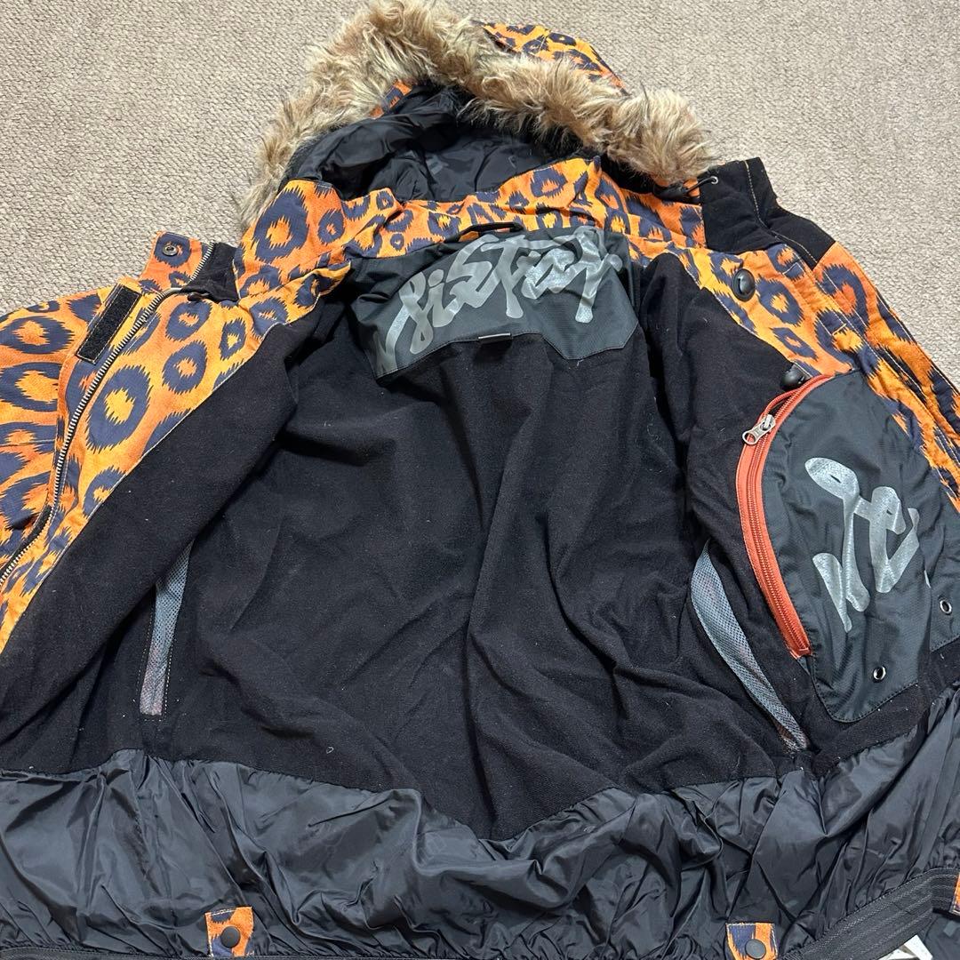 スノボ ウェアー ヒョウ柄フード付きジャケットとカーゴパンツセット おまけ付き
