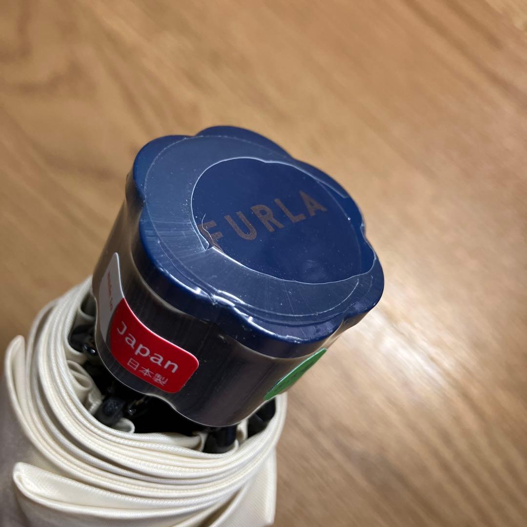 【未使用品】フルラ ボーダー 晴雨兼用 折り畳み傘 日傘 ブルー