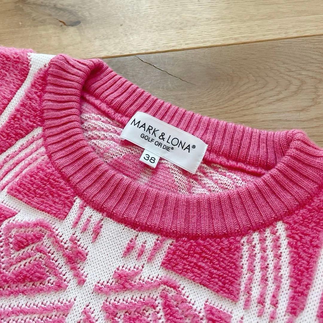 MARK & LONA ピンクニットスカルセーター 38