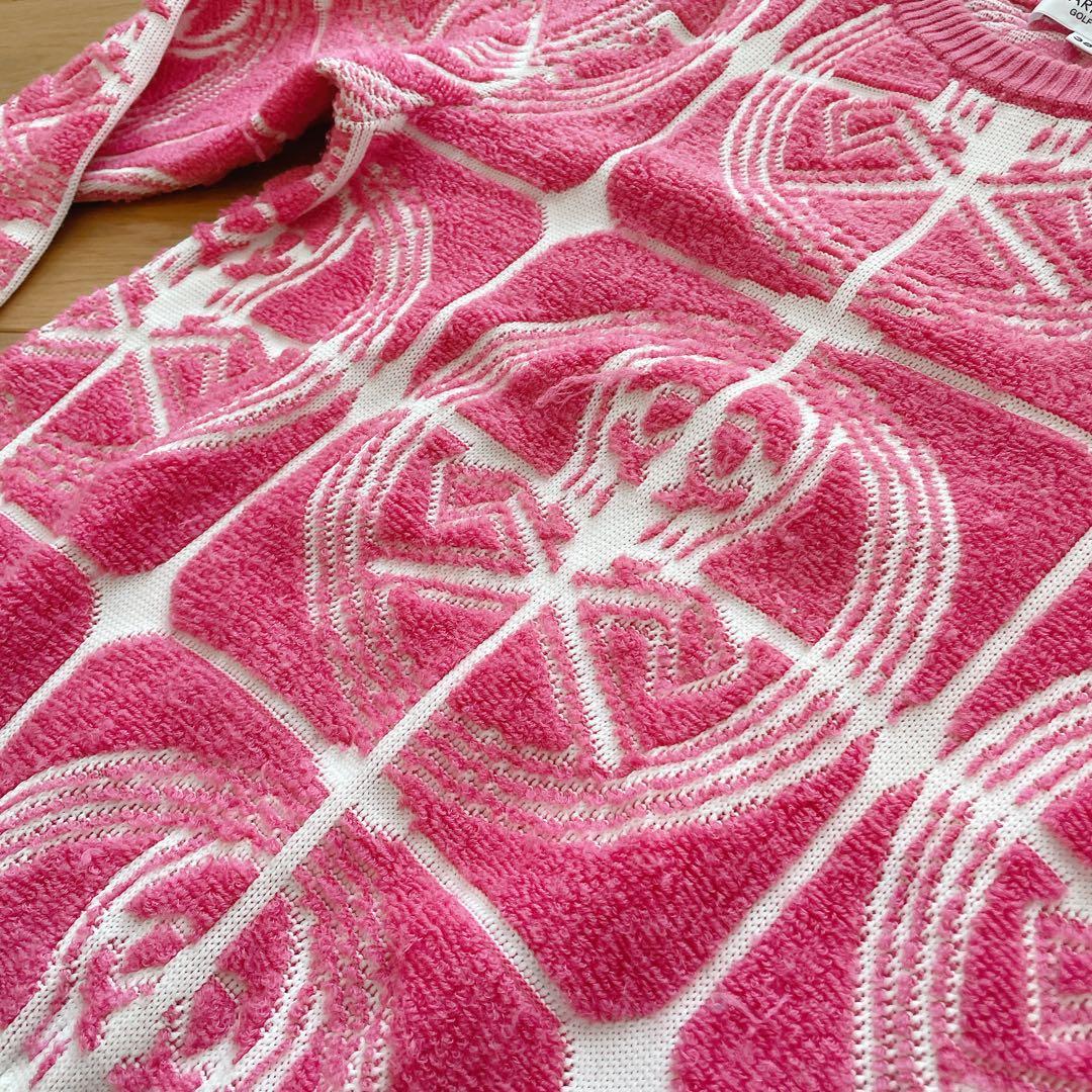 MARK & LONA ピンクニットスカルセーター 38