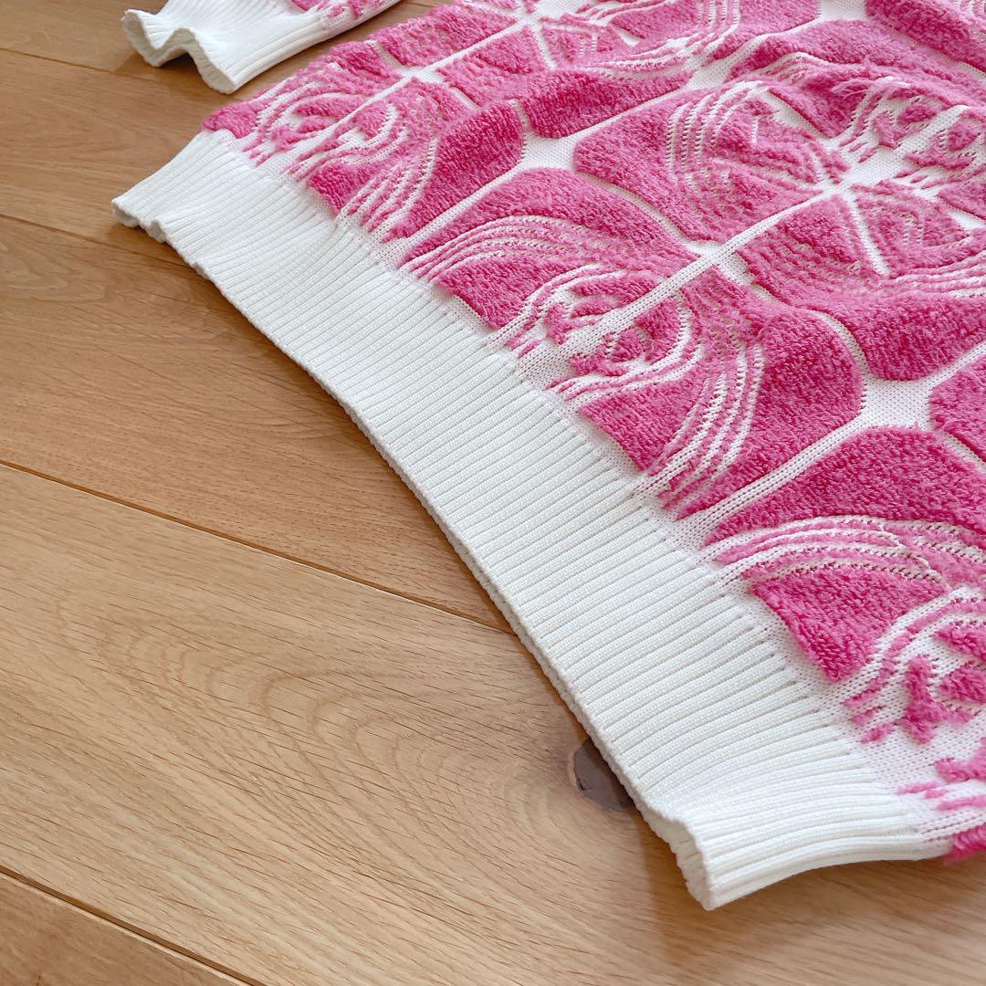 MARK & LONA ピンクニットスカルセーター 38