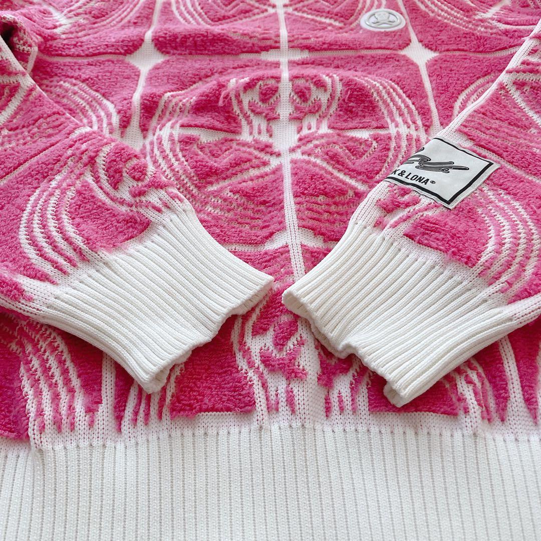 MARK & LONA ピンクニットスカルセーター 38