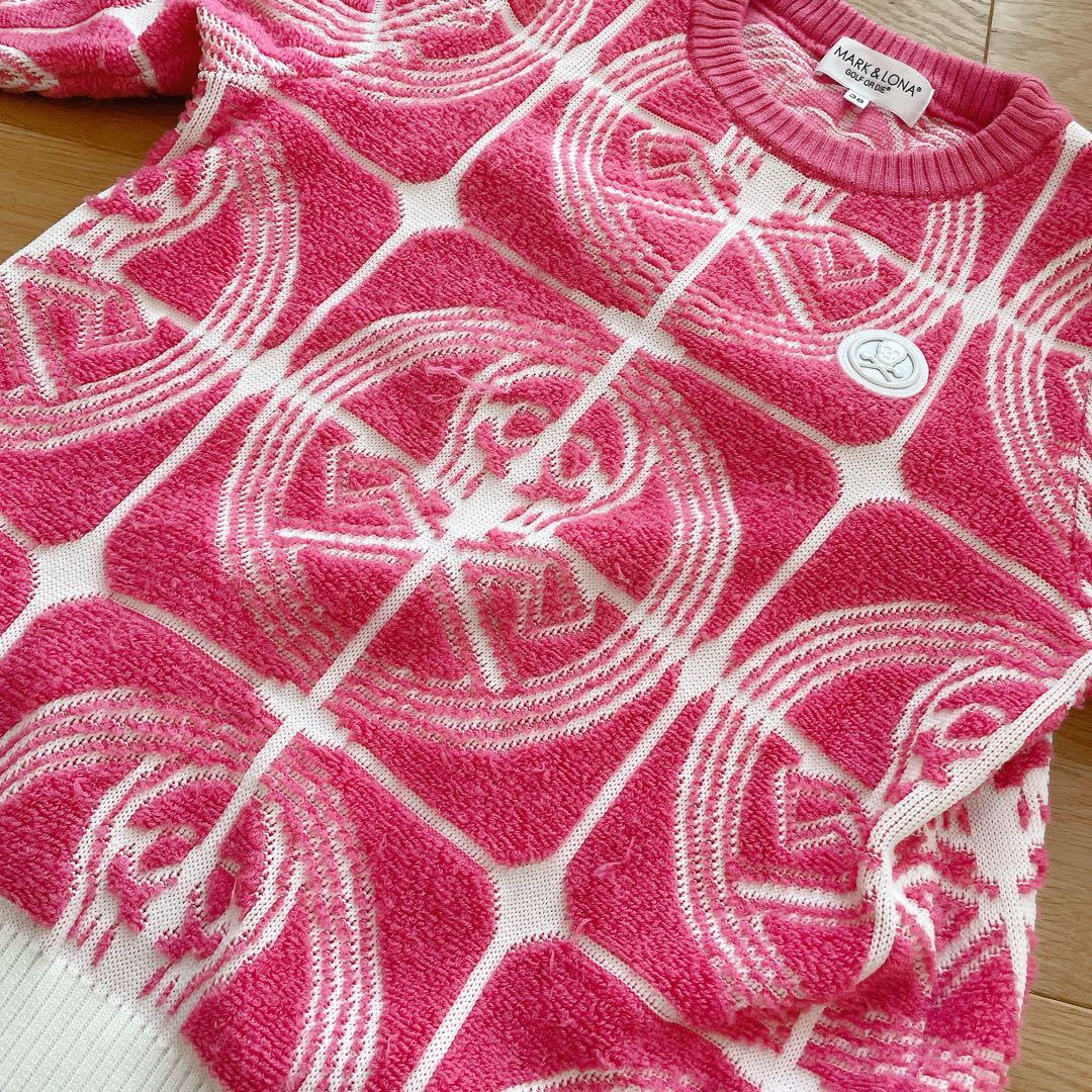 MARK & LONA ピンクニットスカルセーター 38