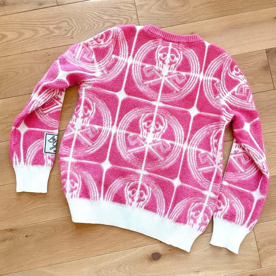 MARK & LONA ピンクニットスカルセーター 38