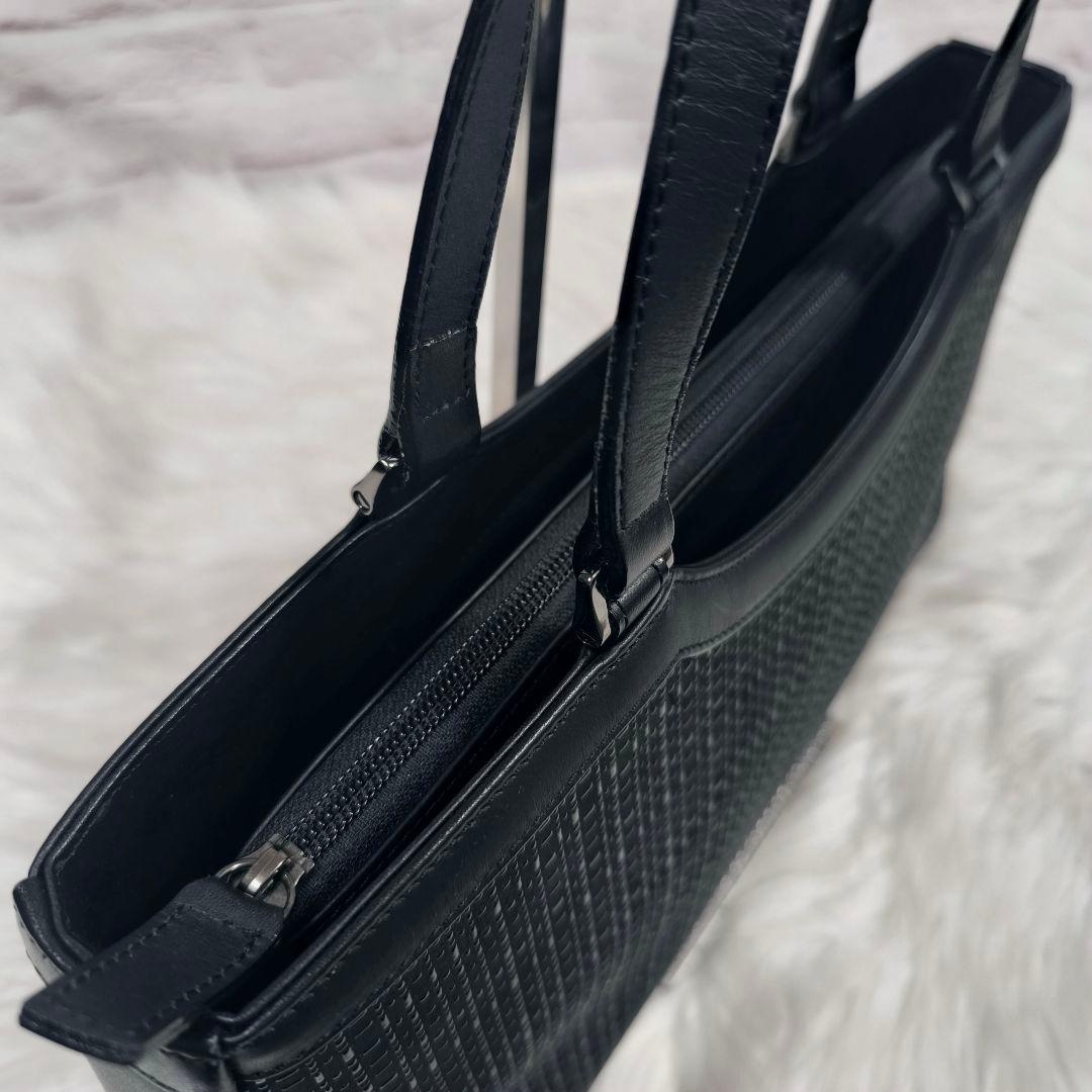 【極美品】印傳屋　変わり市松柄　ハンドバッグ　フォーマルバッグ　黒漆×黒革