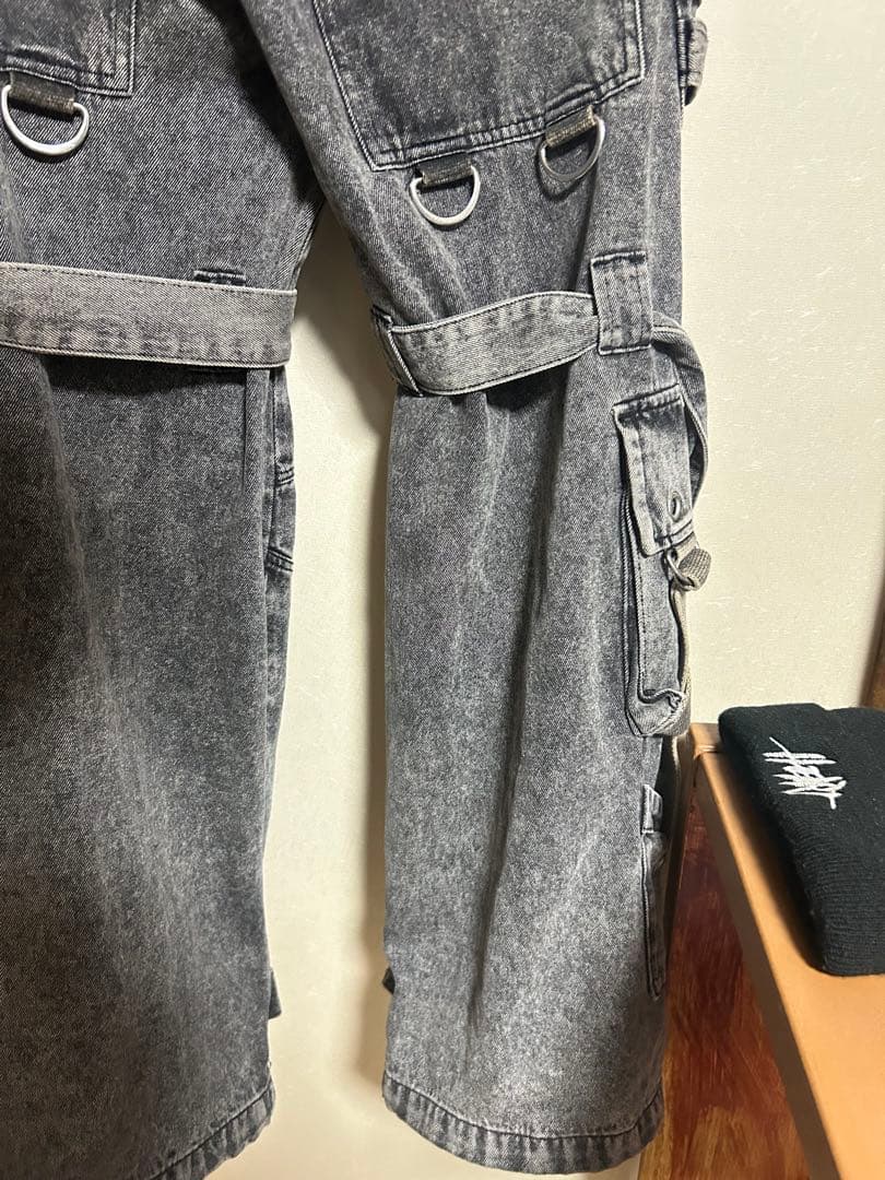 REFLEM:ロゴベルトフレアカーゴパンツ(グレー)