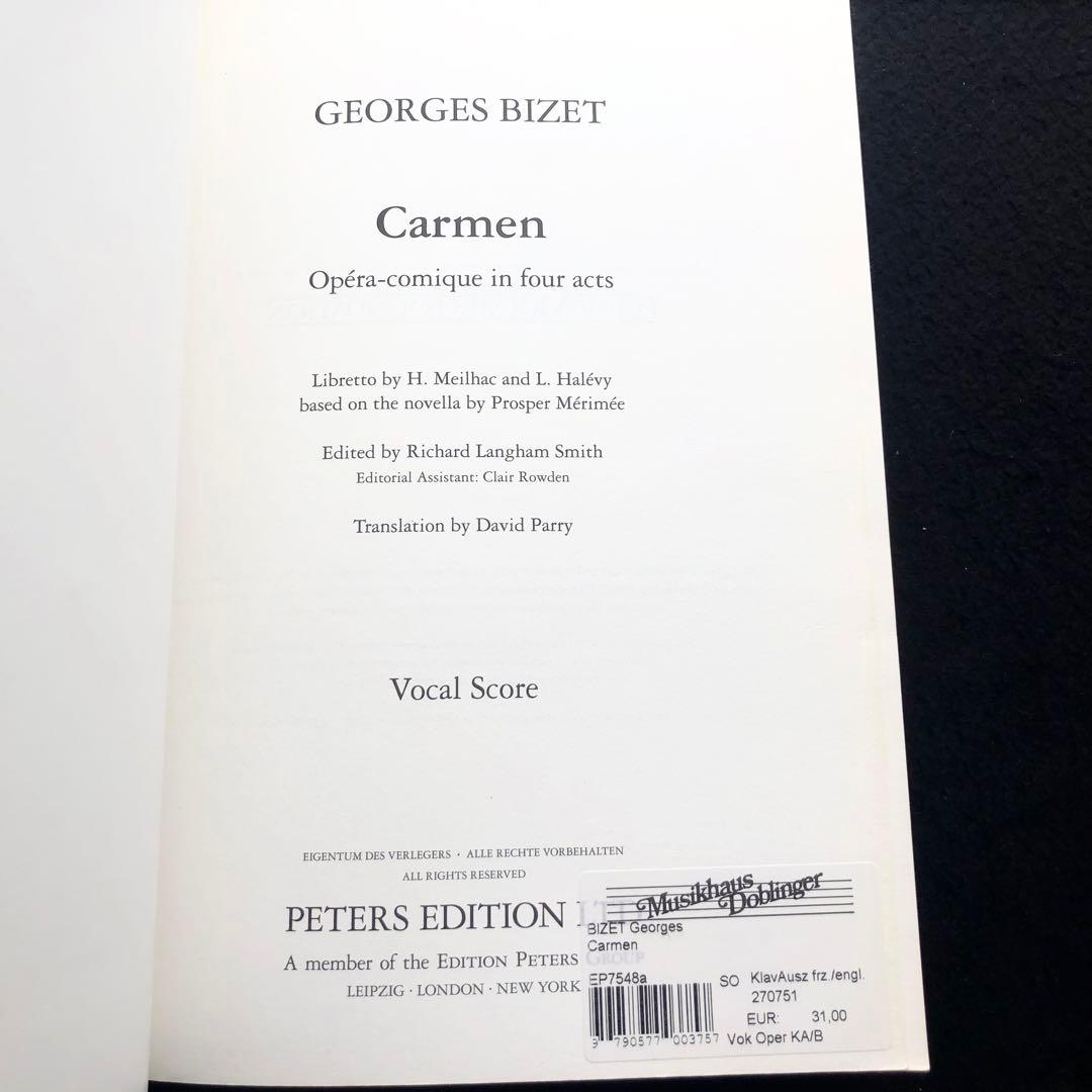 ジョルジュ・ビゼー 歌劇「カルメン」ヴォーカルスコア R.L. Smith