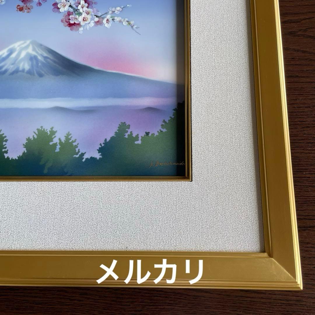 □美術品□桜に富士・陶板画□H.Bretscheider・01／25◇マイセン◇