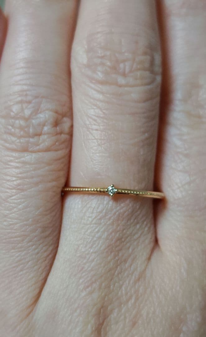 【値下げ中！】ete K10 ミル打ち ダイヤモンド リング 15号 YG エテ