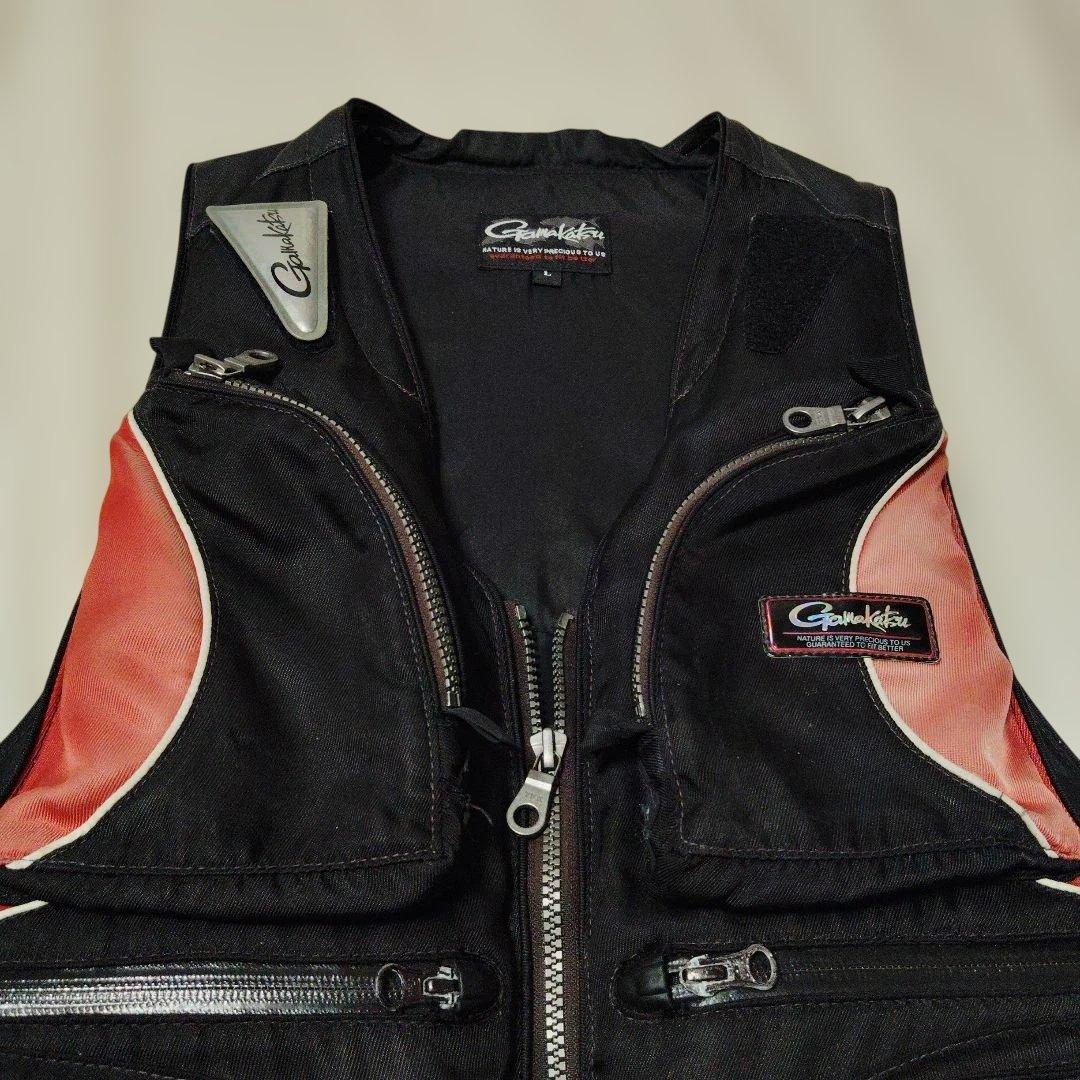 がまかつ　磯　Gamakatsu　フローティングベスト　 Lサイズ　黒/赤