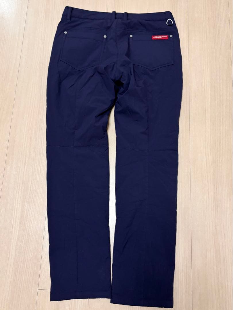 保温　ネイビー ストレートパンツ レディース