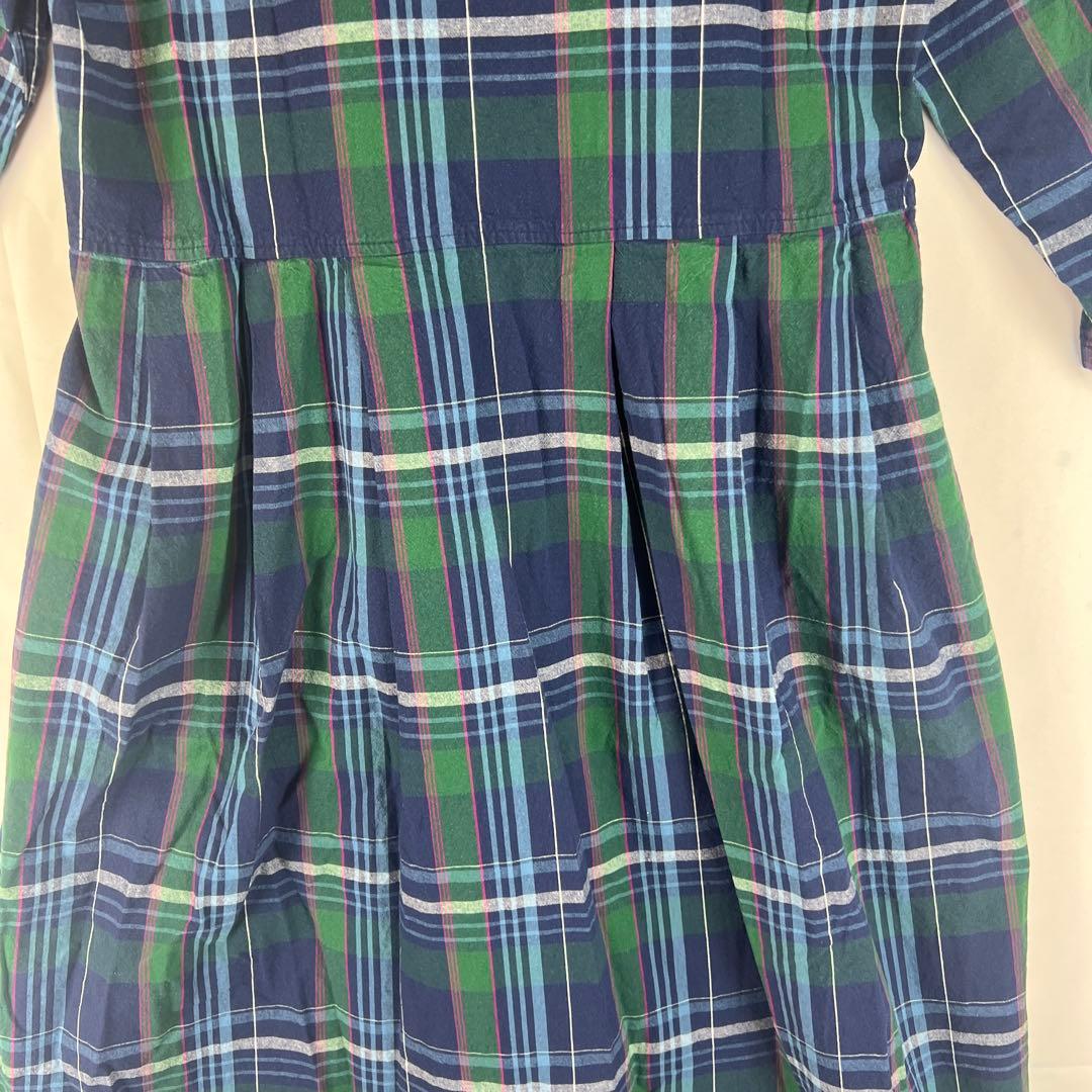 サニークラウズ pon コラボ タータンチェック ワンピース L 綿100％ 青