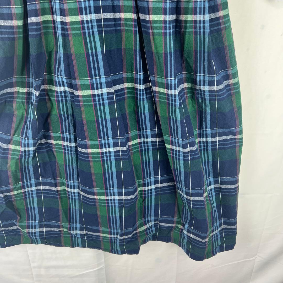 サニークラウズ pon コラボ タータンチェック ワンピース L 綿100％ 青