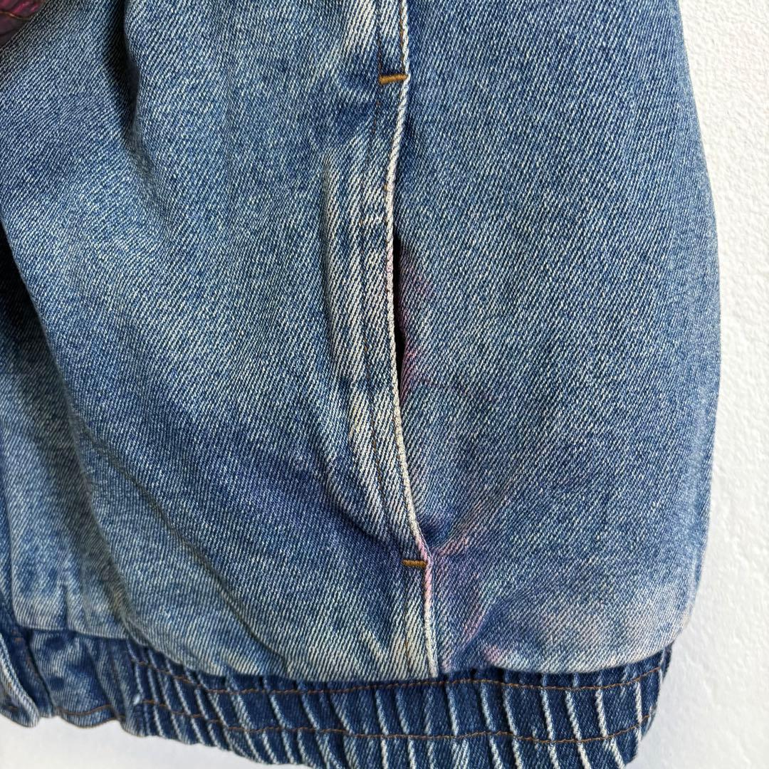 90s クレイジーパターン 中綿 デニムジャケット サイズL