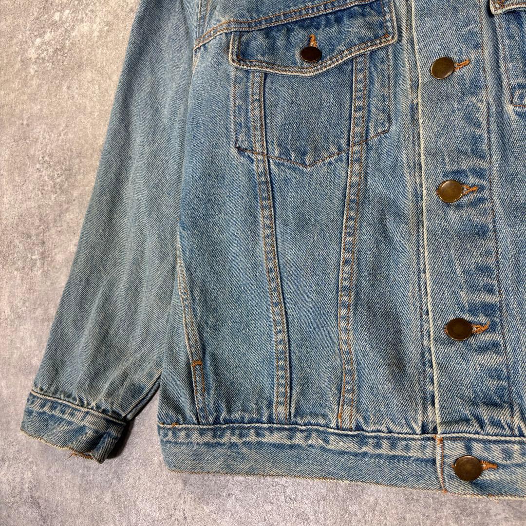 90s PEANUTS デニムジャケット　フロッキープリント　スヌーピー　M