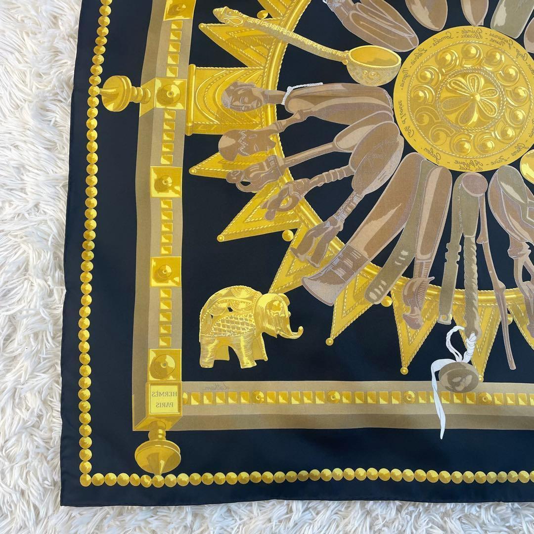 未使用級✨ エルメス カレ90 アフリカのスプーン スカーフ シルク 箱付き
