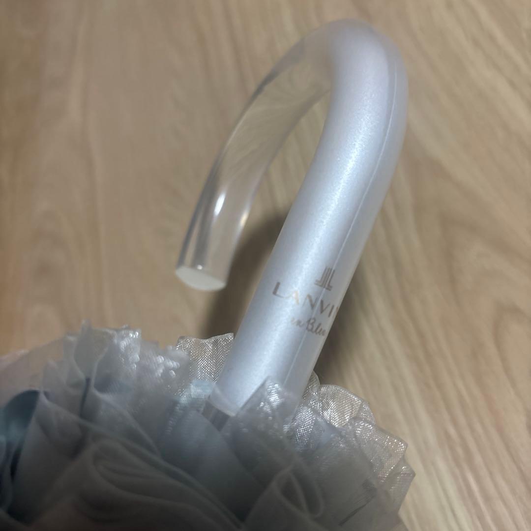 新品LANVIN en Bleu晴雨兼用折りたたみ傘 オーガンジーフリル