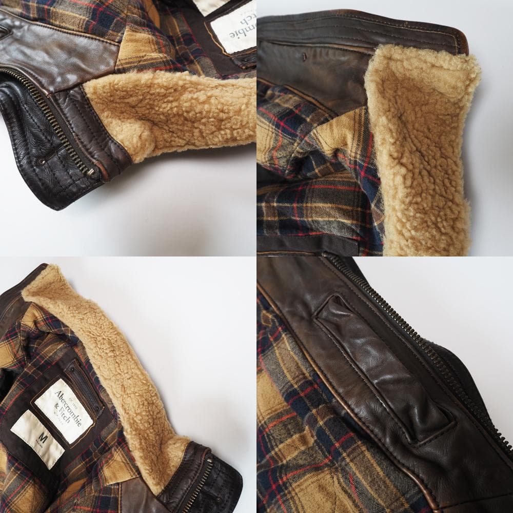 Abercrombie&Fitch G-1ムートン襟レザーフライトジャケット M