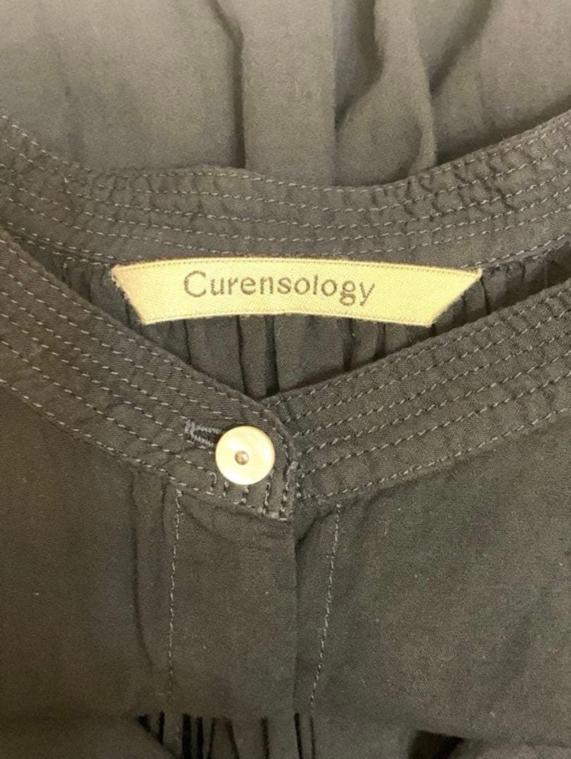 curensology カレンソロジー レイヤードギャザーブラウス ネイビー