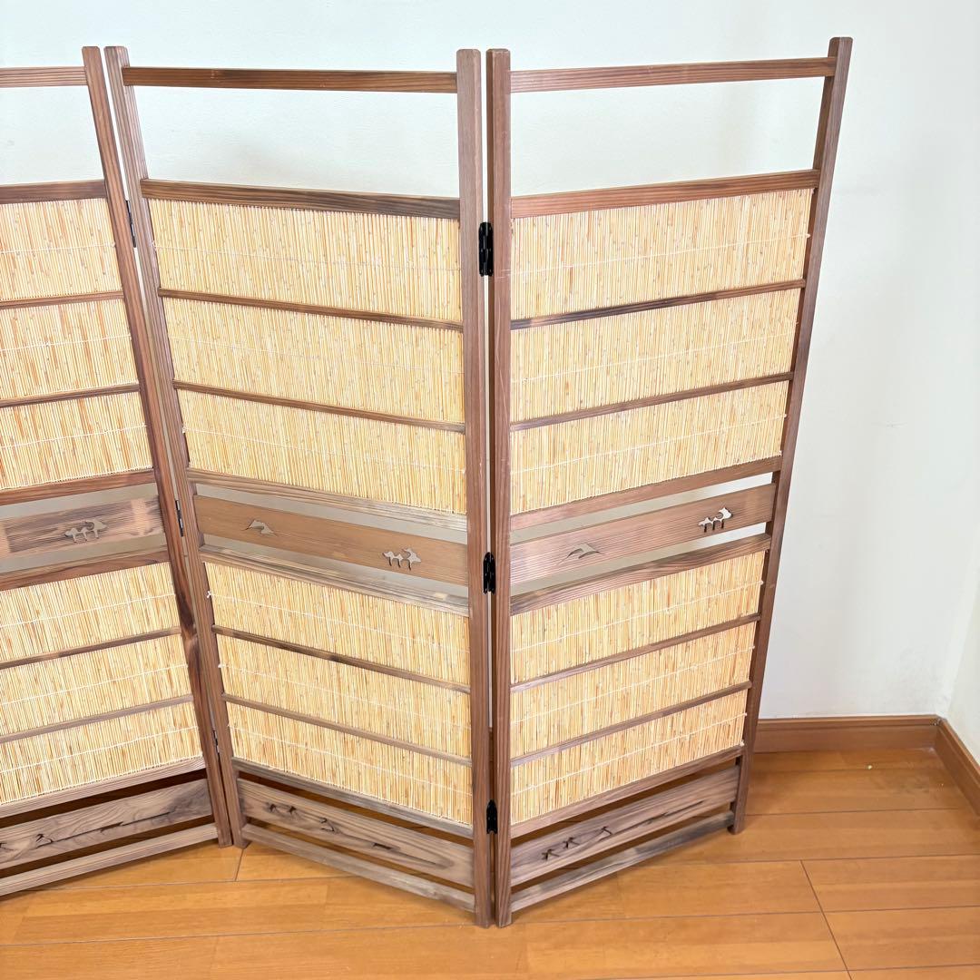 【昭和レトロ】透かし彫り 簾屏風 パーテーション 衝立 間仕切り 古民家