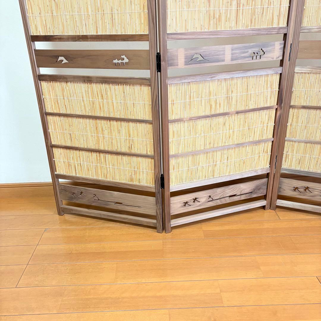 【昭和レトロ】透かし彫り 簾屏風 パーテーション 衝立 間仕切り 古民家