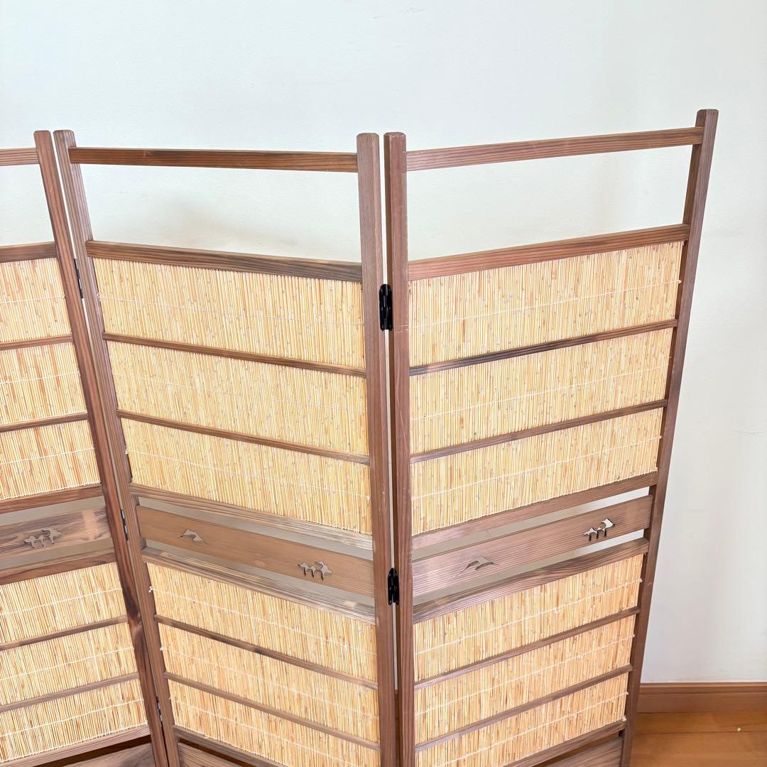 【昭和レトロ】透かし彫り 簾屏風 パーテーション 衝立 間仕切り 古民家