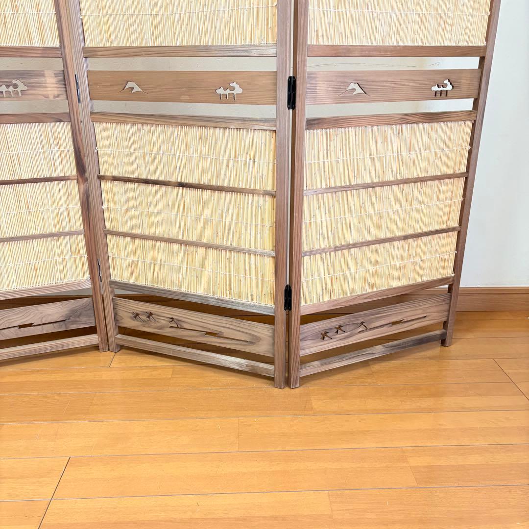 【昭和レトロ】透かし彫り 簾屏風 パーテーション 衝立 間仕切り 古民家