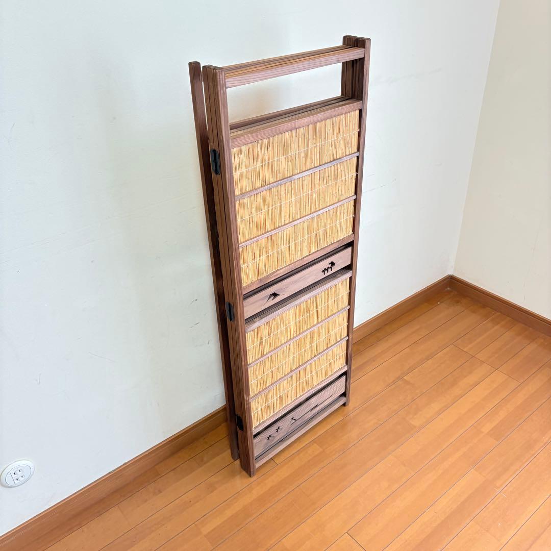 【昭和レトロ】透かし彫り 簾屏風 パーテーション 衝立 間仕切り 古民家