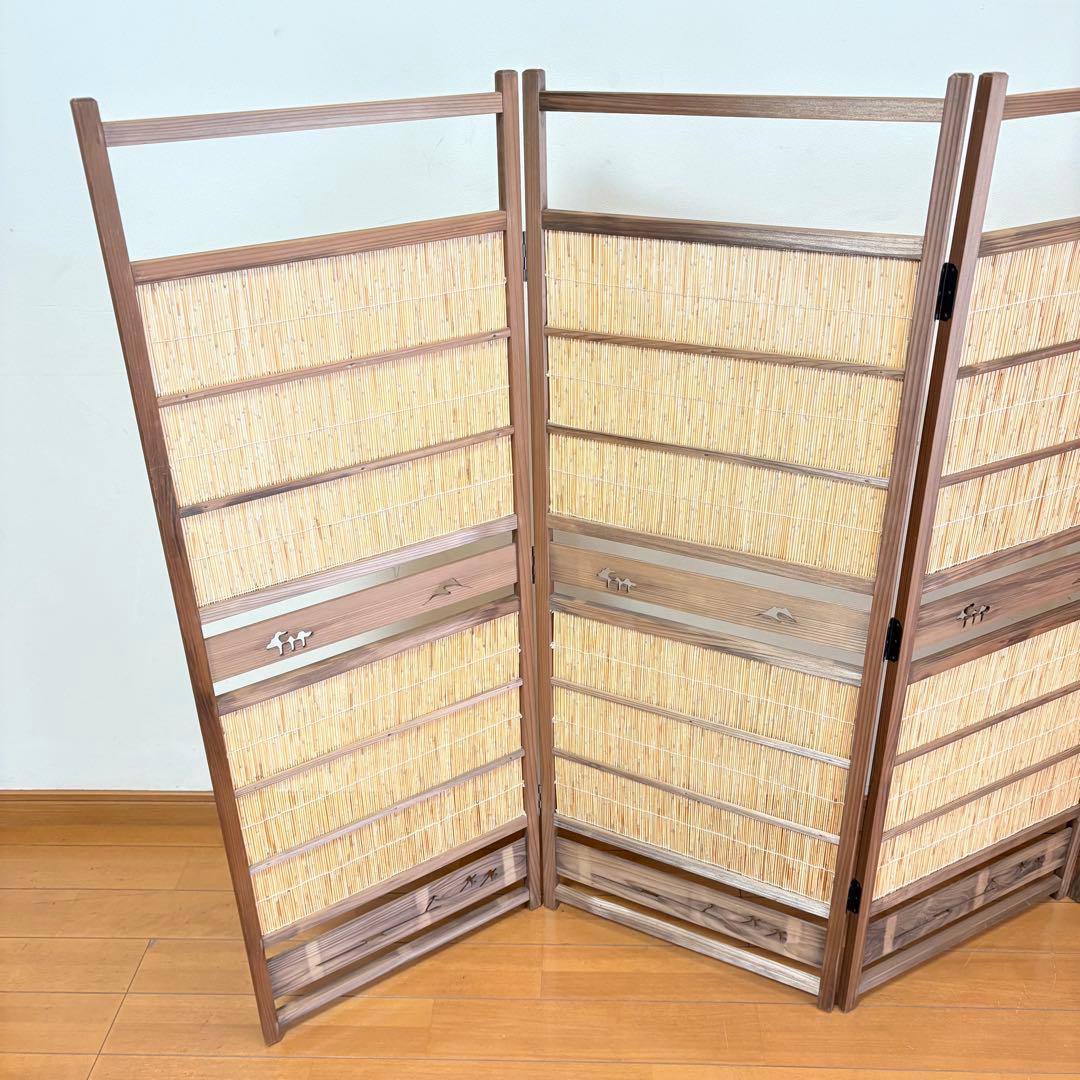 【昭和レトロ】透かし彫り 簾屏風 パーテーション 衝立 間仕切り 古民家