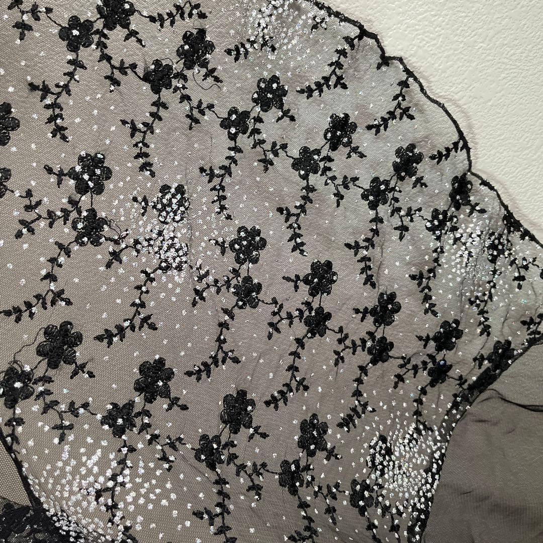 ロングドレス　ロングワンピース　黒　総レース　パーティードレス　キラキラ