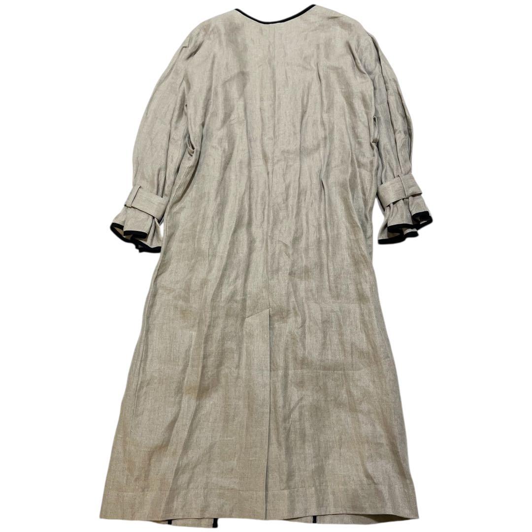 【美品】SALT+JAPAN 麻100% パイピング ロングガウンコート