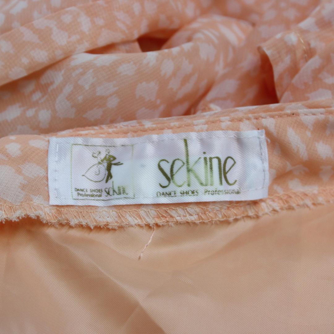 【美品 社交ダンス衣装】上下セット トップス スカート SEKINE オレンジ