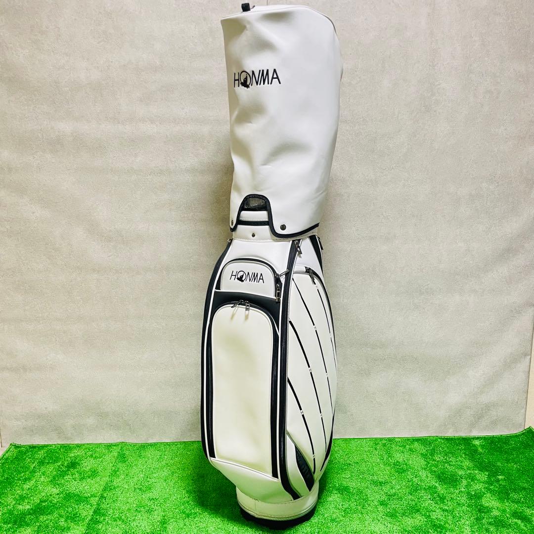 ほぼ未使用　HONMA ホンマ　モグラ　 キャディバッグ ゴルフバッグ　ホワイト