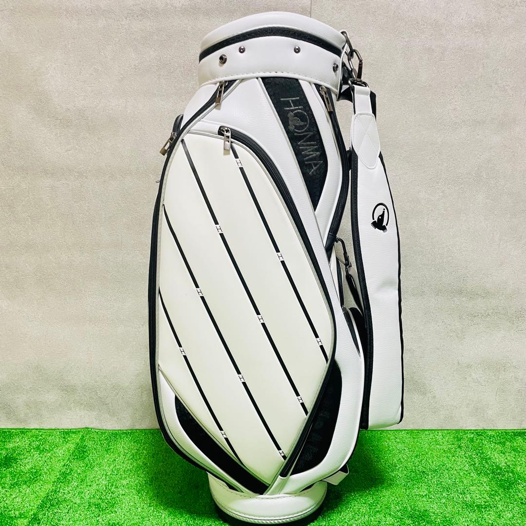 ほぼ未使用　HONMA ホンマ　モグラ　 キャディバッグ ゴルフバッグ　ホワイト