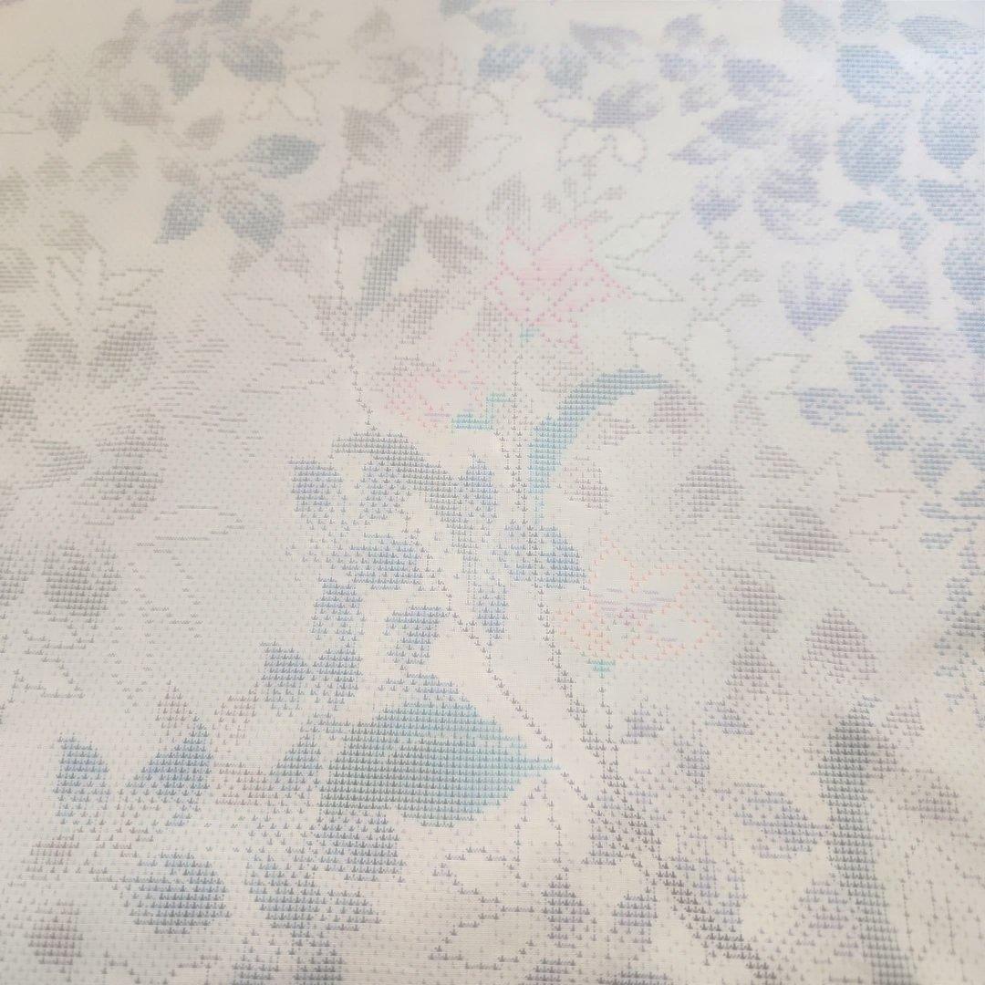 フリルスタンドカラーのワンピース　ゆったり　ピンタック　白大島紬　着物リメイク