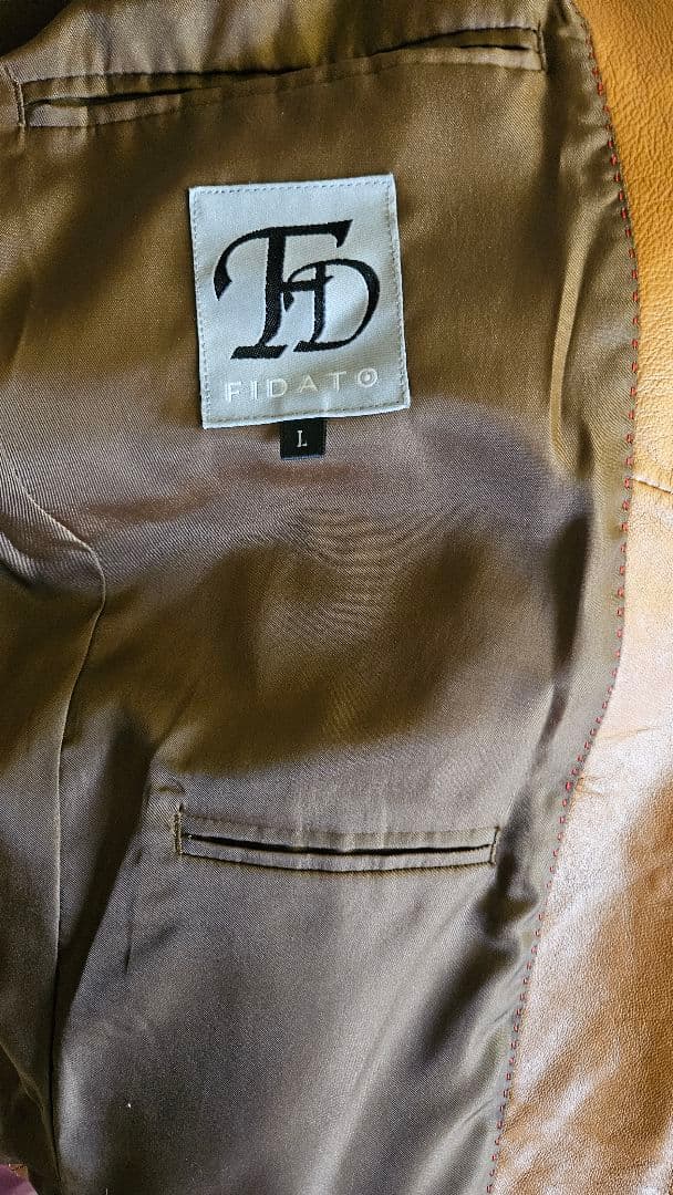 お洒落ステッチFIDAT ブラウンレザー ジャケット