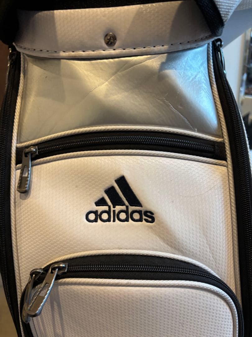 adidas アディダス ゴルフ キャディバッグ ホワイト×ネイビー　使用感あり