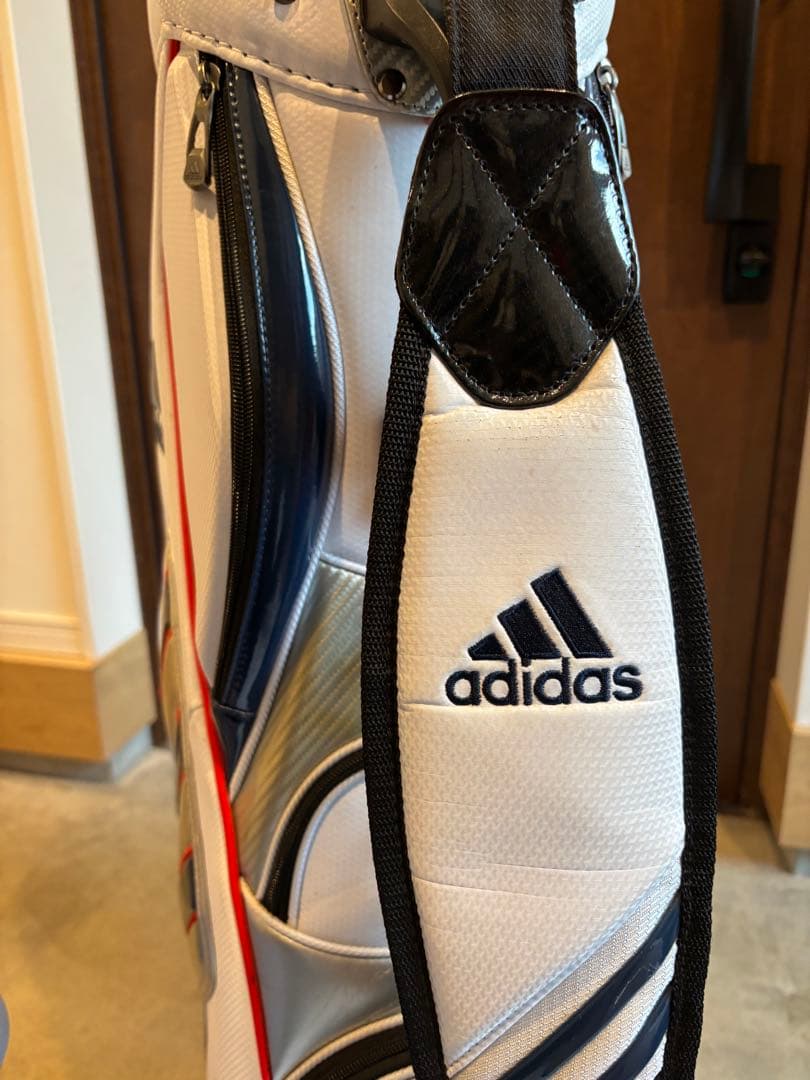 adidas アディダス ゴルフ キャディバッグ ホワイト×ネイビー　使用感あり