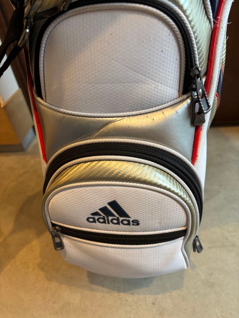 adidas アディダス ゴルフ キャディバッグ ホワイト×ネイビー　使用感あり