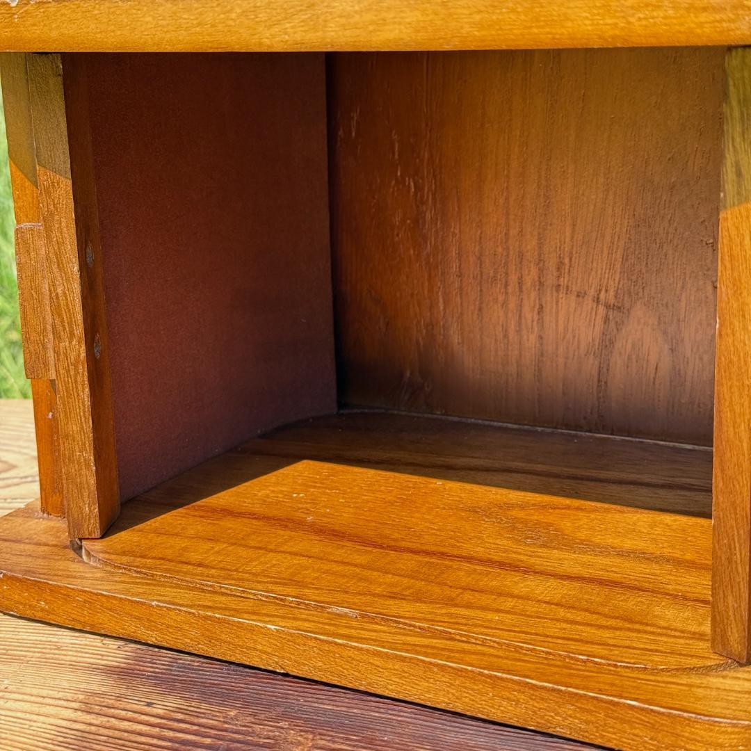 ビンテージ　蛇腹シャッター　ウッドボックス　卓上小物入れ