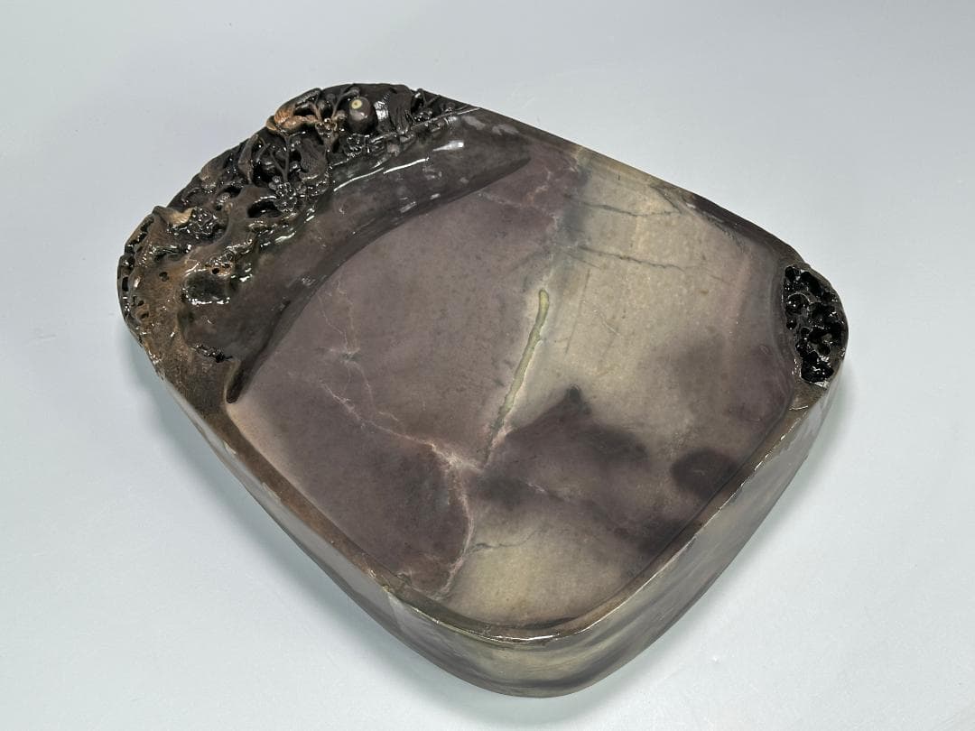 中国美術　書道具　文房具　硯　梅花鳥文端渓硯　唐物　古物　時代物　大振